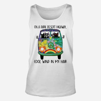On A Dark Desert Highway Cool Wind In My Hair Hippie Cats Unisex Tank Top | Crazezy UK