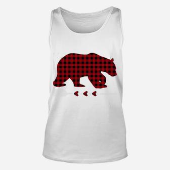 Papa Bear Christmas Pajama Red Plaid Buffalo Family Gift Unisex Tank Top | Crazezy AU