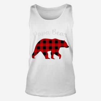Papa Bear Red Plaid Buffalo Family Christmas Pajama Gift Unisex Tank Top | Crazezy AU