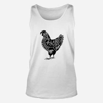 Parts Of Chicken Funny Meat Cuts Chefs Cooks Butchers Gift Unisex Tank Top - Thegiftio UK