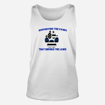 Paw American Flag Supporting The Paws That Enforce The Laws Shirt Unisex Tank Top - Thegiftio UK
