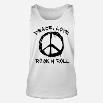Peace Love And Rock And Roll Saying Rocker Motif Unisex Tank Top | Crazezy UK