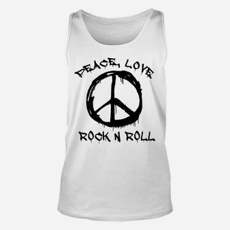 Peace Love And Rock And Roll Saying Rocker Motif Unisex Tank Top | Crazezy CA