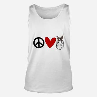 Peace Love Boston Terrier Unisex Tank Top | Crazezy