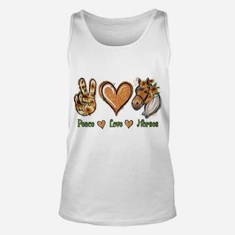 Peace Love Horse Floral Horse Riding Horse Lover Gift Unisex Tank Top | Crazezy