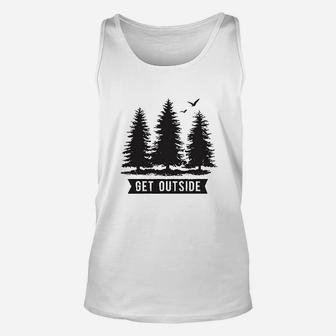 Pine Trees Get Outside Cool Outdoor Adventure Unisex Tank Top | Crazezy UK