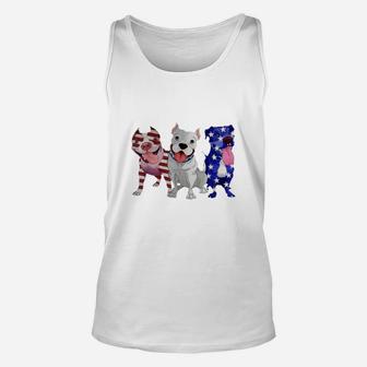 Pitbull Red White Blue Stars American Flag 4th Of July Shirt Unisex Tank Top - Thegiftio
