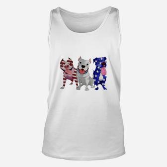 Pitbull Red White Blue Stars American Flag 4th Of July Shirt Unisex Tank Top - Thegiftio UK