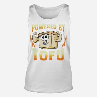 Powered By Tofu Funny Vegan Gift Unisex Tank Top | Crazezy UK