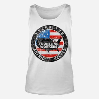 Printed 2 Sides Retro Thank You Frontline Workers Us Flag Unisex Tank Top | Crazezy