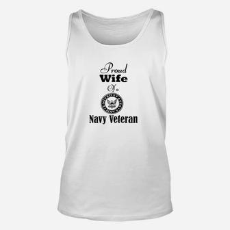 Proud Wife Of A Navy Veteran Unisex Tank Top | Crazezy AU