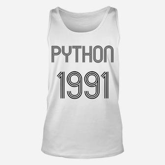 Python Programmer Design 1St Release 1991 Black Retro Text Unisex Tank Top | Crazezy DE