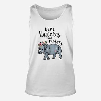Real Unicorns Have Curves Cute Rhinoceros Unisex Tank Top | Crazezy CA
