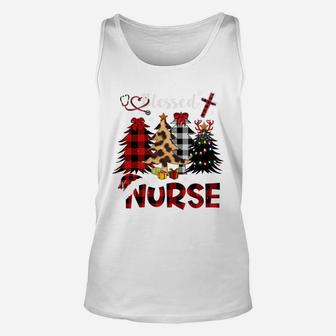 Red Buffalo Plaid Leopard Nurse Christmas Blessed Nurse Xmas Sweatshirt Unisex Tank Top | Crazezy AU