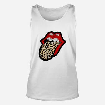 Red Lips Leopard Tongue Iconic Band Unisex Tank Top - Thegiftio