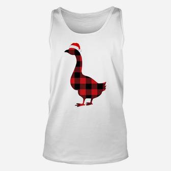 Red Plaid Goose Bird Christmas Santa Xmas Matching Pajama Unisex Tank Top | Crazezy DE