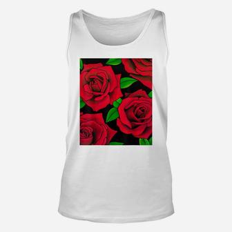 Red Roses Blooming Flower Unisex Tank Top | Crazezy UK