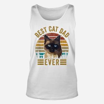 Retro Vintage Best Cat Dad Ever Fathers Day Siamese Cat Gift Unisex Tank Top | Crazezy DE