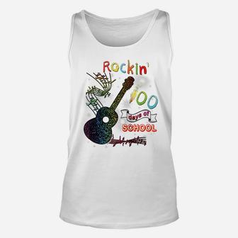 Rockin' 100 Days Of School Guitar Student Music Teacher Gift Raglan Baseball Tee Unisex Tank Top | Crazezy CA