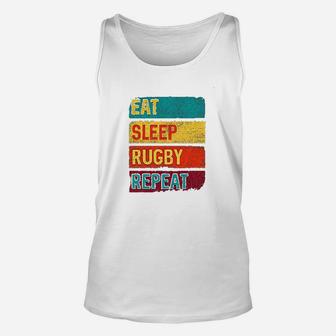 Rugby Player Eat Sleep Rugby Repeat Unisex Tank Top | Crazezy UK