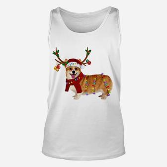 Santa Corgi Reindeer Light Christmas Gifts Sweatshirt Unisex Tank Top | Crazezy UK