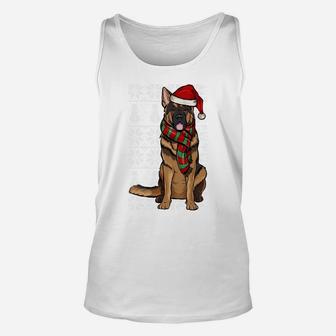 Santa Hat Xmas German Shepherd Ugly Christmas Sweatshirt Unisex Tank Top | Crazezy AU