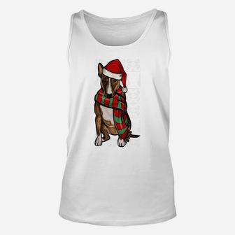 Santa Hat Xmas Miniature Bull Terrier Ugly Christmas Sweatshirt Unisex Tank Top | Crazezy