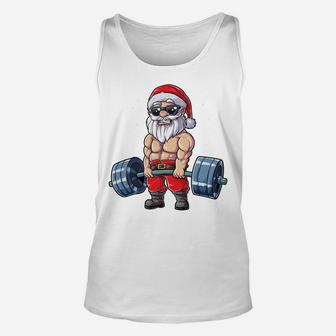 Santa Weightlifting Christmas Fitness Gym Deadlift Xmas Men Sweatshirt Unisex Tank Top | Crazezy DE