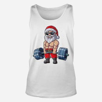 Santa Weightlifting Christmas Fitness Gym Deadlift Xmas Men Unisex Tank Top | Crazezy