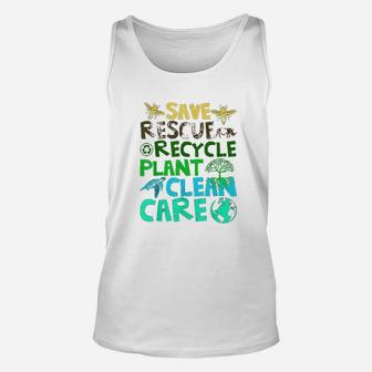 Save Bees Rescue Animals Recycle Plastict Earth Day Gifts Unisex Tank Top | Crazezy DE