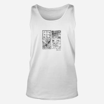 Schwarz-Weiß Grafik Herren Unisex TankTop, Stilvolles Design Tee - Seseable