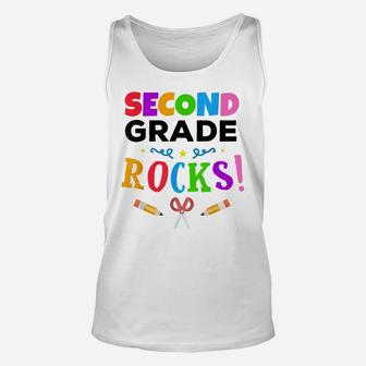 Second Grade Rocks First Day Of School Tee Unisex Tank Top | Crazezy CA
