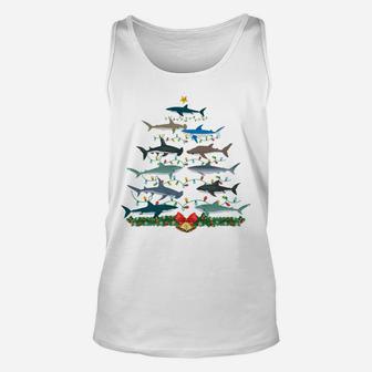 Shark Christmas Tree Ornament, Funny Shark Lovers Xmas Gifts Unisex Tank Top | Crazezy