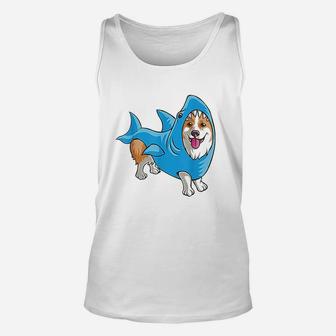 Shark Corgi Funny Dog Suit Puppy Great White Gift Unisex Tank Top | Crazezy