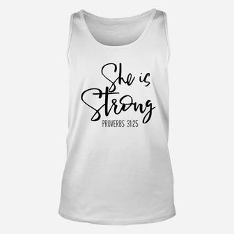 She Is Strong Proverbs Unisex Tank Top | Crazezy