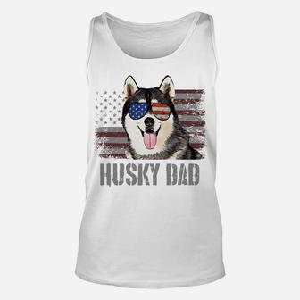 Siberian Husky Best Dog Dad Ever Retro Usa American Flag Unisex Tank Top | Crazezy