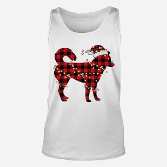 Siberian Husky Christmas Red Plaid Buffalo Pajamas Xmas Gift Unisex Tank Top | Crazezy