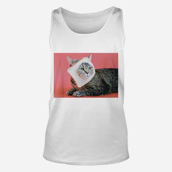 Silly Cat With Slice Of Bread On Face | Funny Cat Lovers Unisex Tank Top | Crazezy