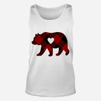 Sister Bear Christmas Buffalo Plaid Red White & Black Gift Unisex Tank Top | Crazezy