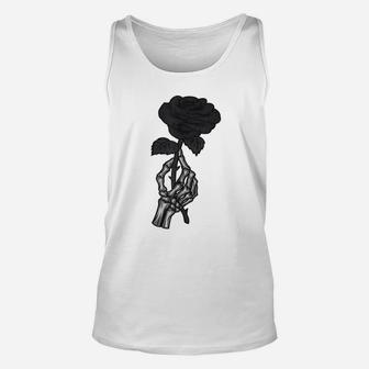 Skeleton Hand Aesthetic Streetwear Goth Black Rose Flower Unisex Tank Top | Crazezy AU