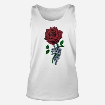 Skeleton Hand Red Rose Flower Unisex Tank Top | Crazezy DE