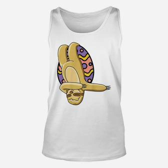 Sloth Dabbing Happy Easter Cute Egg Hunting Unisex Tank Top | Crazezy AU