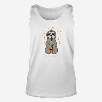 Slow Jams Cute Sloth Playing Saxophone Unisex Tank Top - Thegiftio UK