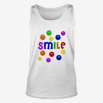 Smileteesall Cute Smile Text With Colorful Smiley Faces Unisex Tank Top | Crazezy