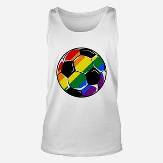 Soccer Ball Gay Pride Lgbt Rainbow Flag Unisex Tank Top - Thegiftio