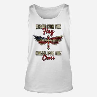 Stand For The Flag Kneel For The Cross American Flag Unisex Tank Top | Crazezy