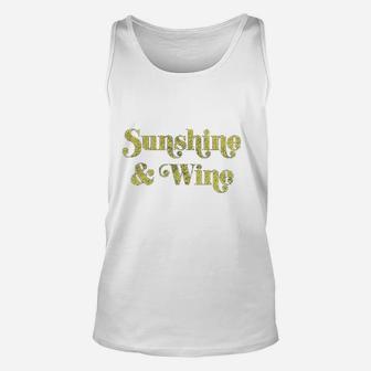 Sunshine And Wine Funny Summertime Drinking Vino Graphic Unisex Tank Top | Crazezy CA