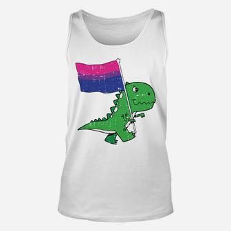 T-Rex Bi-Sexual Pride Flag Funny Dino-Saur Lgbtq Proud Ally Unisex Tank Top | Crazezy