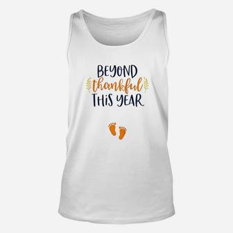Thanksgiving Announcement Fall Baby Reveal Unisex Tank Top | Crazezy