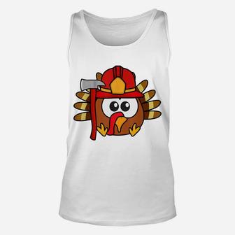 Thanksgiving Firefighter Turkey - Funny Feast Day Gift Unisex Tank Top | Crazezy CA